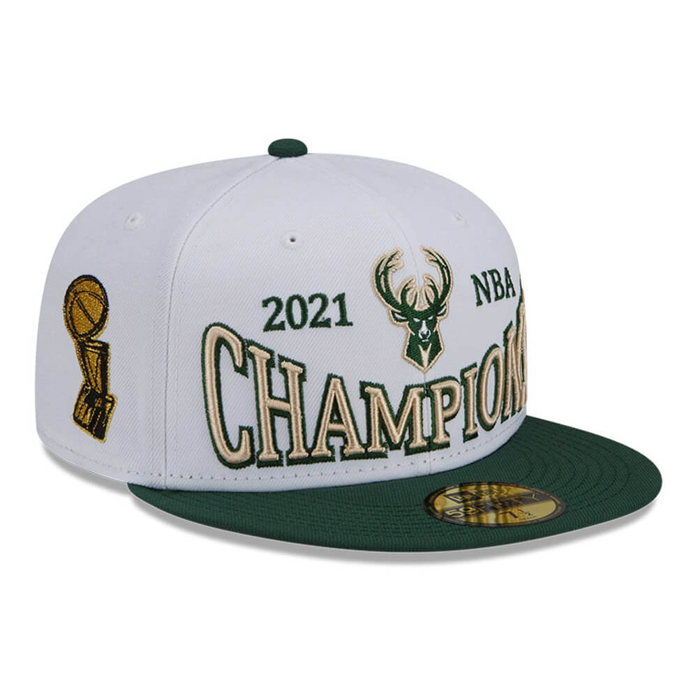 Milwaukee Bucks NBA Arch Champs White 59FIFTY Fitted Cap