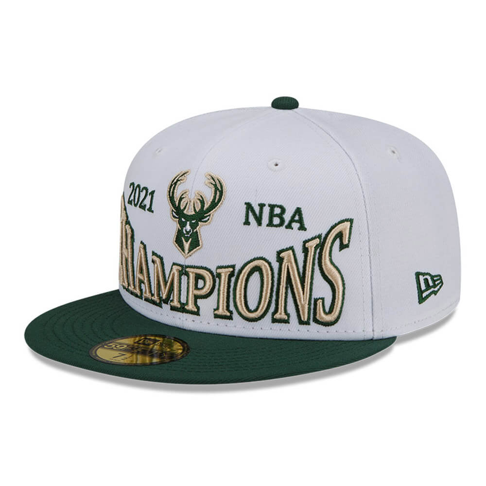 Milwaukee Bucks NBA Arch Champs White 59FIFTY Fitted Cap