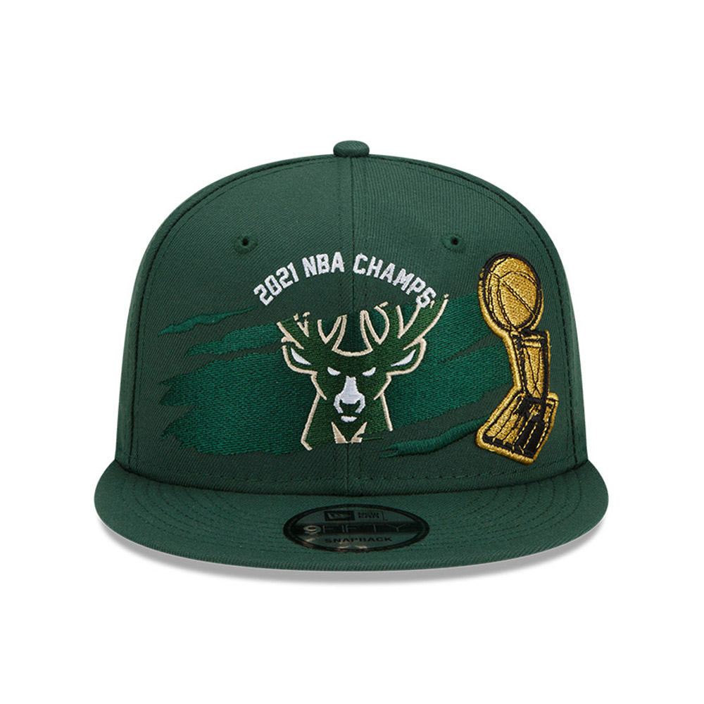 Milwaukee Bucks NBA Tear Champs Green 9FIFTY Snapback Cap