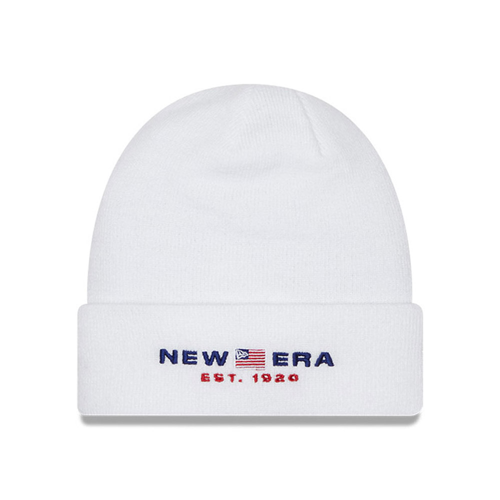 Logotipo de la Nueva Era Sombrero de gorro de manguito blanco