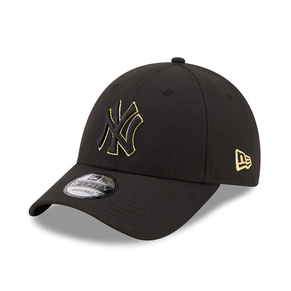 New York Yankees Repreve Gold Logo Noir 9FORTY Casquette réglable