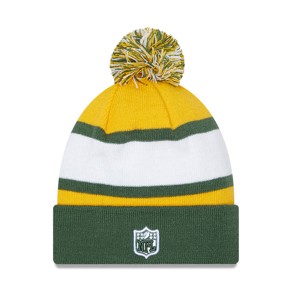 Green Bay Packers NFL Stripe Green Bobble Beanie Hat