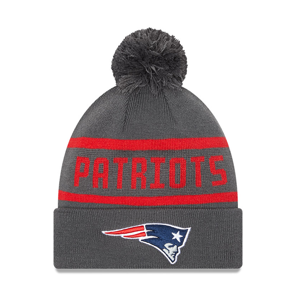 New England Patriots Grey Bobble Beanie Hat