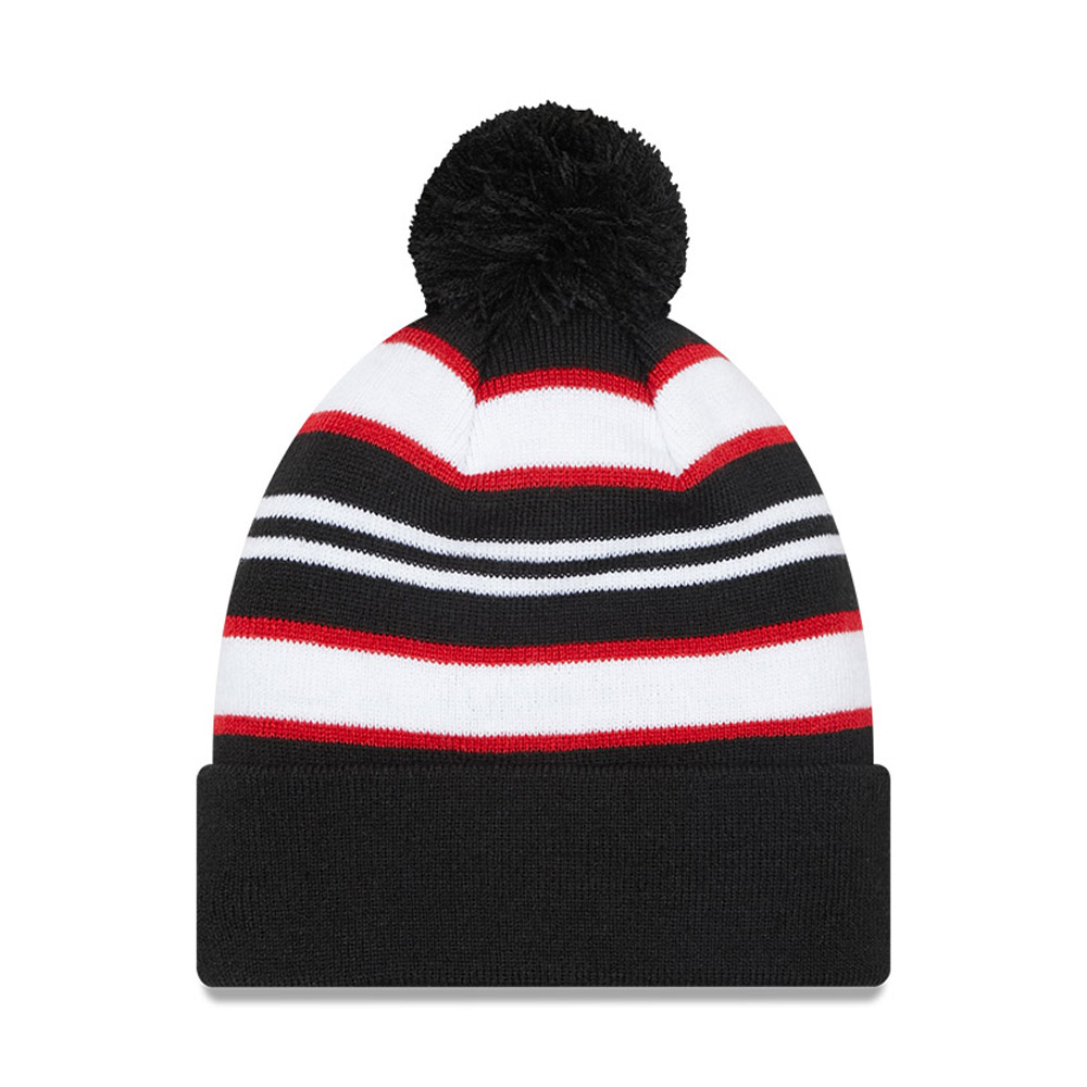 England Rugby Stripe Black Bobble Beanie Hat