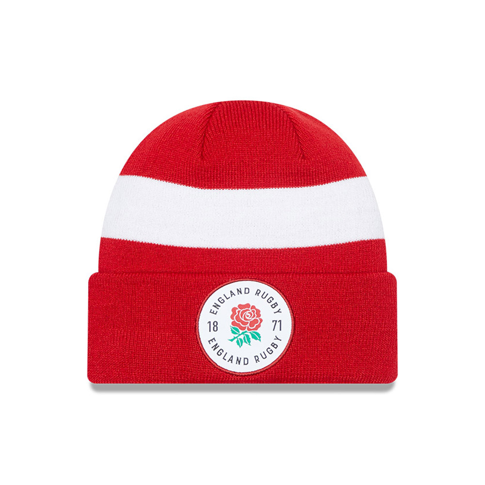 England Rugby Stripe Red Cuff Beanie Hat
