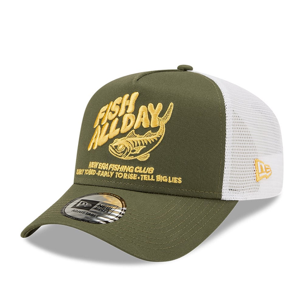 Casquette New Era Trucker Fish All Day A-Frame Olive
