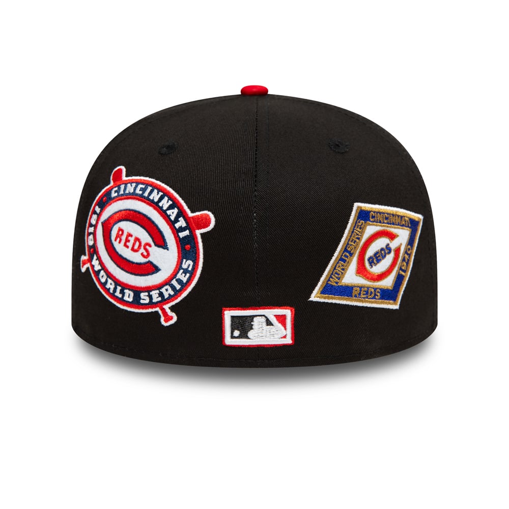 Cincinnati Reds Cooperstown Patch Black 59FIFTY Fitted Cap