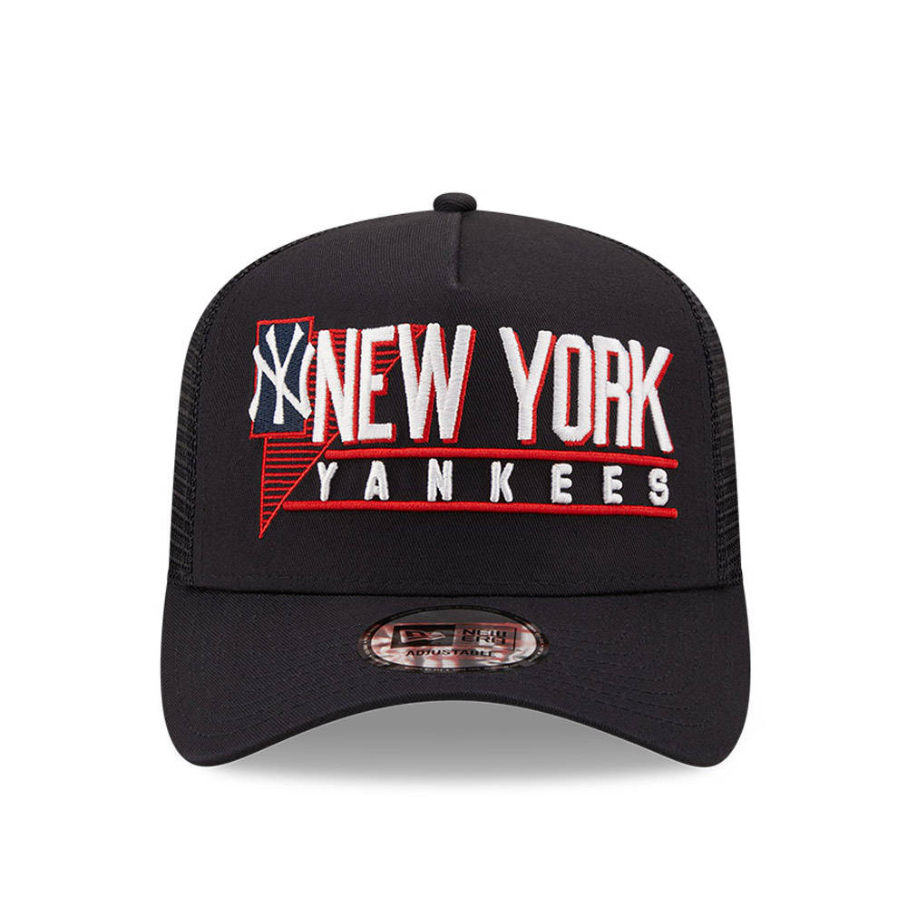 New York Yankees Graphic Logo Navy A-Frame Trucker Cap