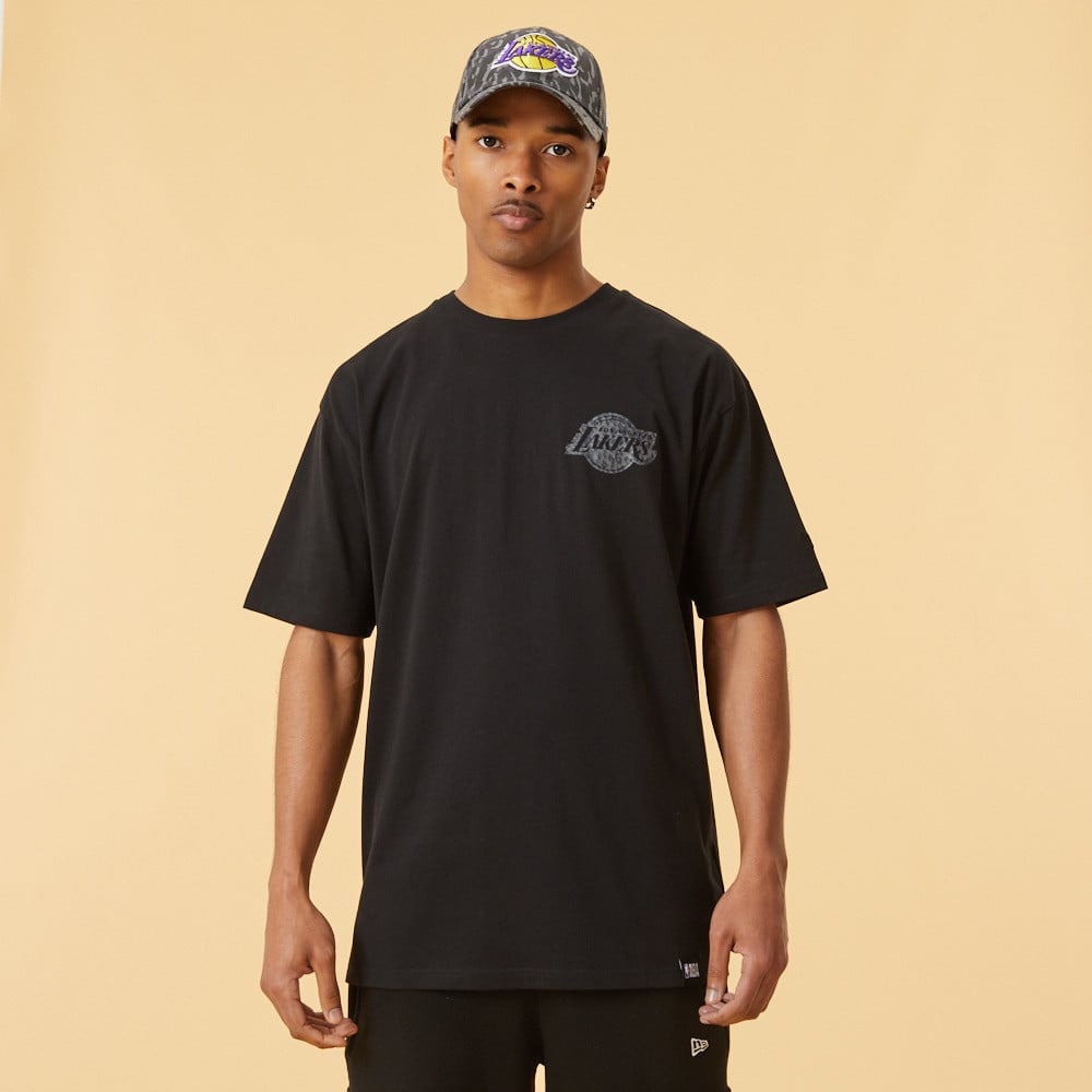 LA Lakers Logo Infill Black Oversized T-Shirt