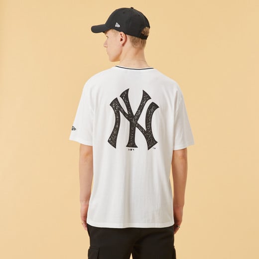 New York Yankees Grafik Weißes Oversized T-Shirt