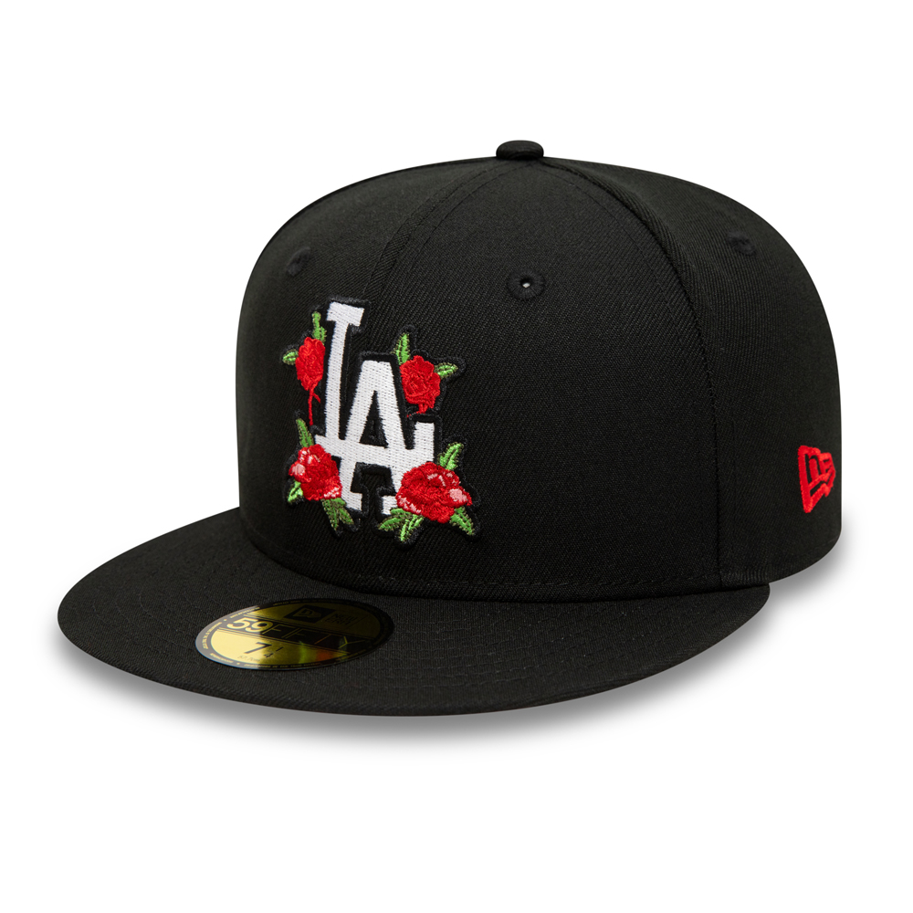 LA Dodgers MLB Floral Black 59FIFTY Fitted Cap