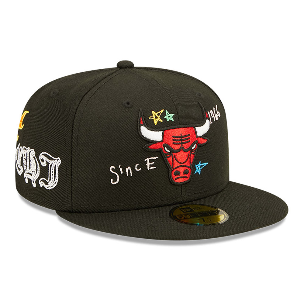 Chicago Bulls NBA Scribble Black 59FIFTY Fitted Cap