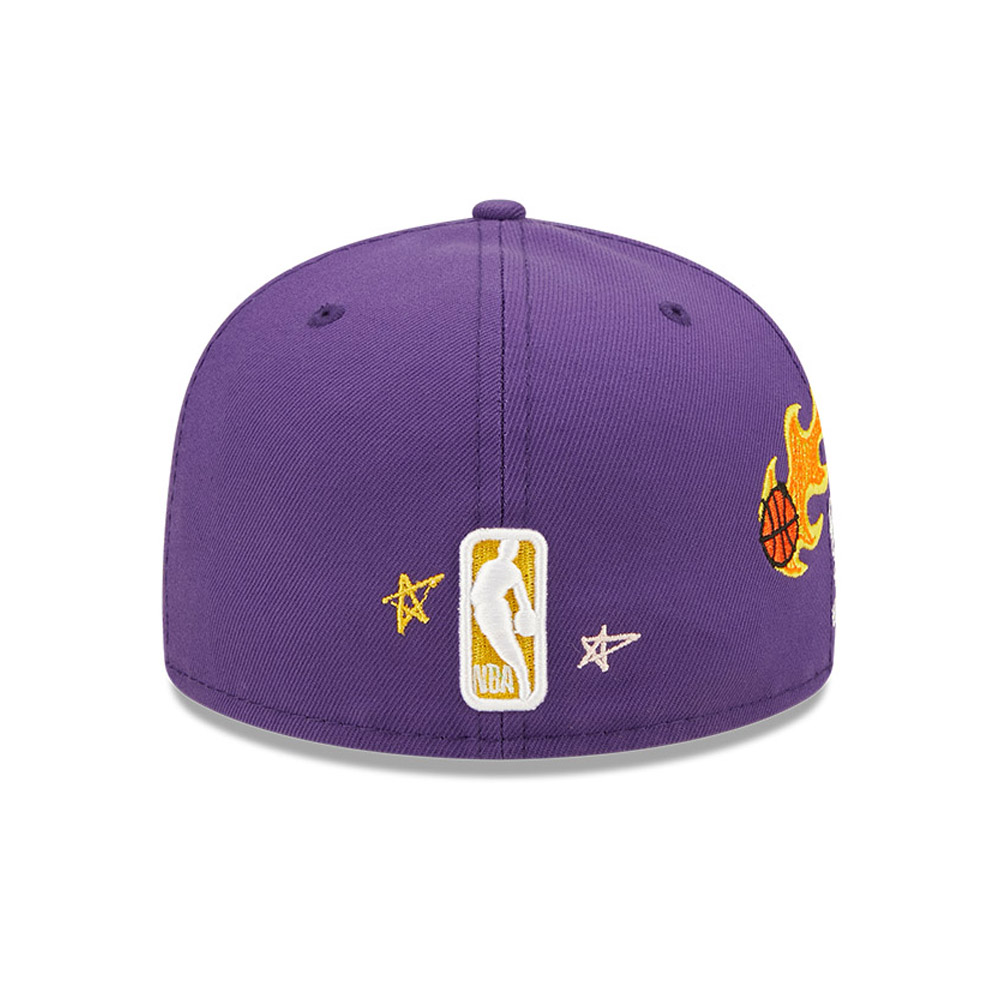 LA Lakers NBA Scribble Purple 59FIFTY Fitted Cap