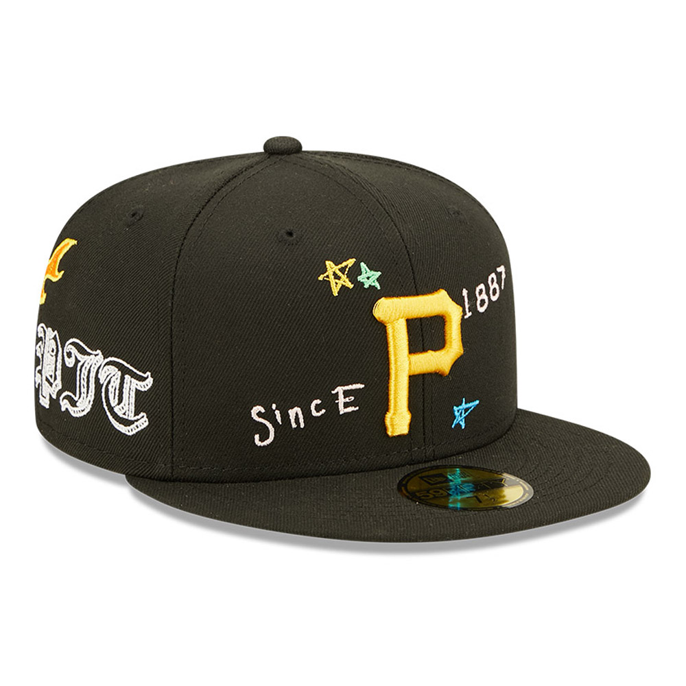 Schwarze Pittsburgh Pirates MLB Scribble 59FIFTY Cap