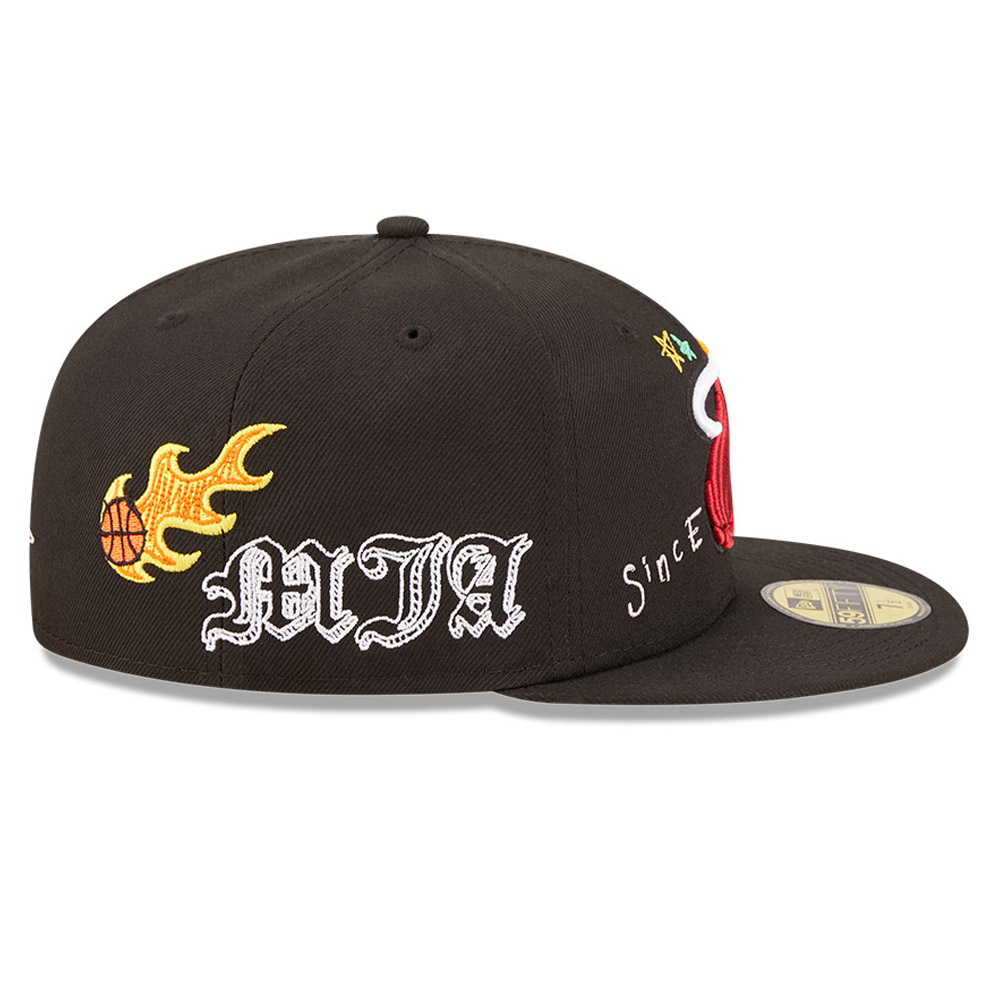 Miami Heat NBA Scribble Black 59FIFTY Fitted Cap