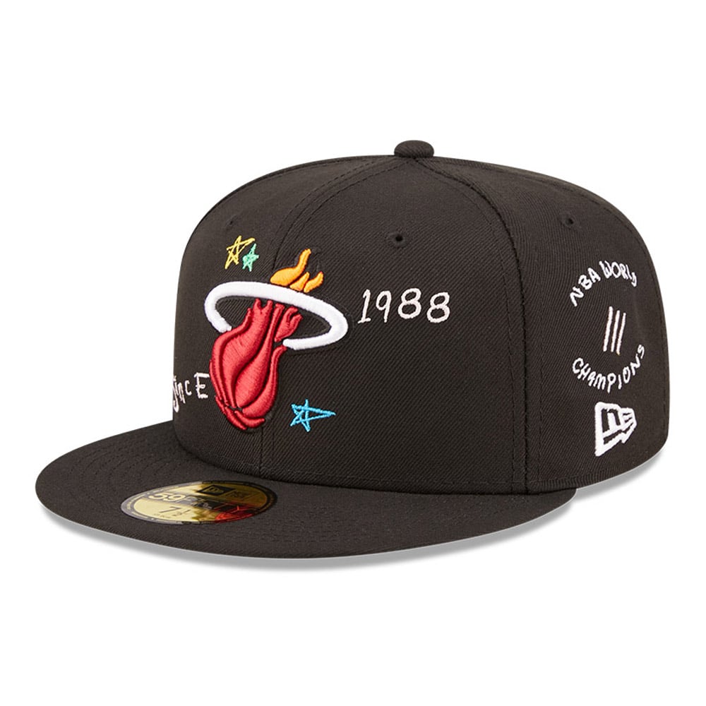 Miami Heat NBA Scribble Black 59FIFTY Cap