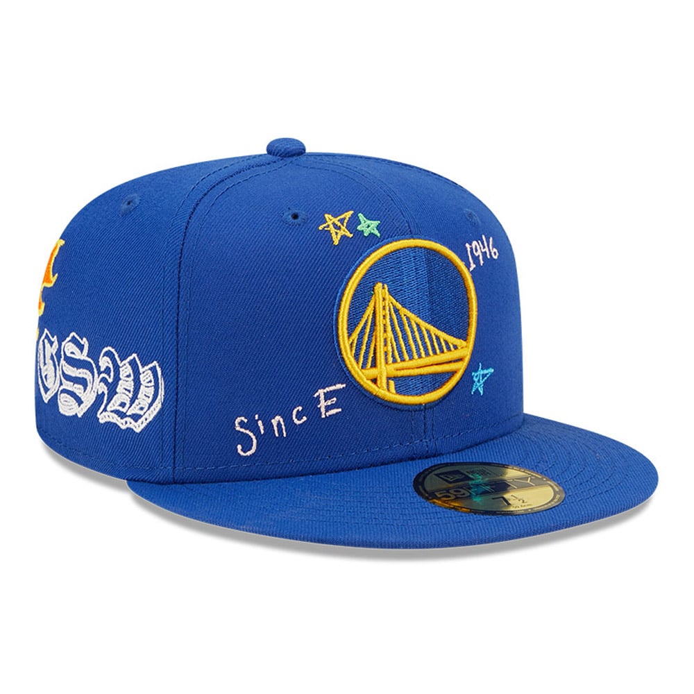 Golden State Warriors NBA Scribble Blue 59FIFTY Fitted Cap