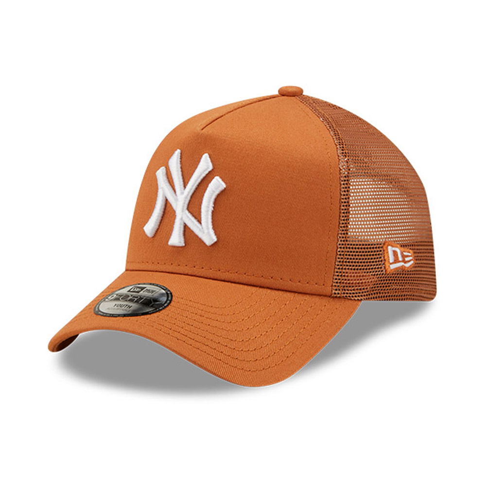 New York Yankees Logo Kids Brown A-Frame Trucker Cap