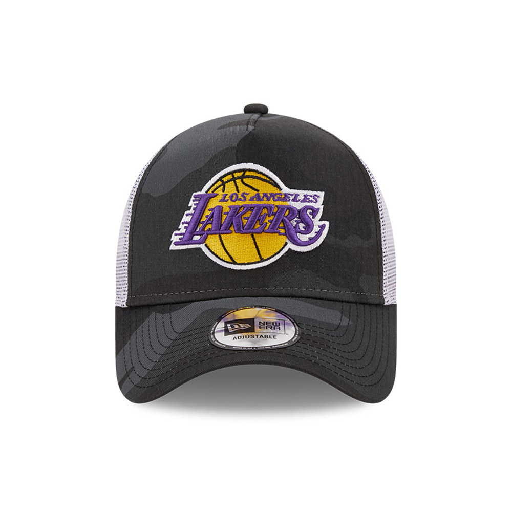 LA Lakers NBA Camo A-Frame Trucker Cap