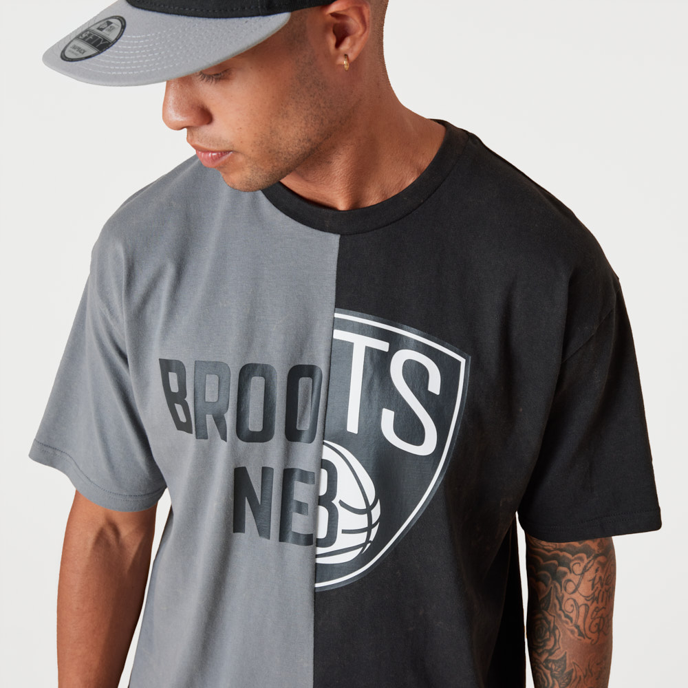 T-Shirt Brooklyn Nets Split Graphic Grigia