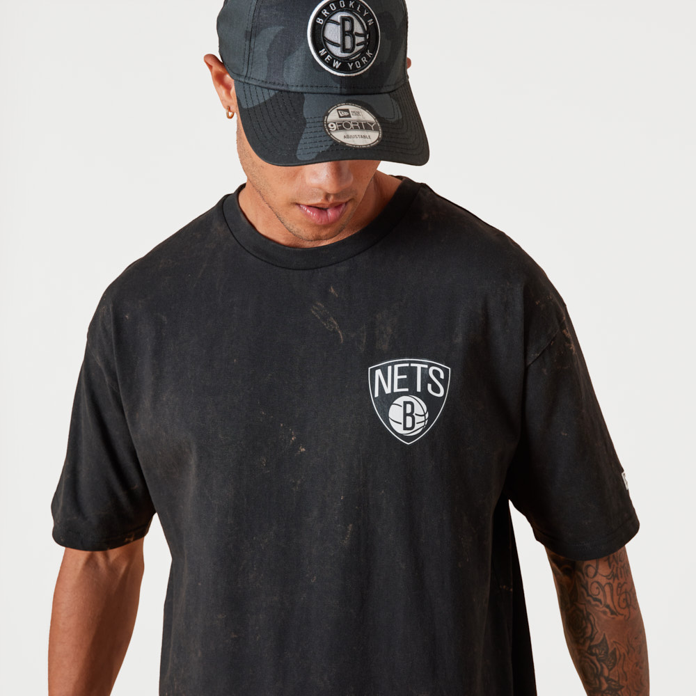 Brooklyn Nets Washed Graphic Black T-Shirt
