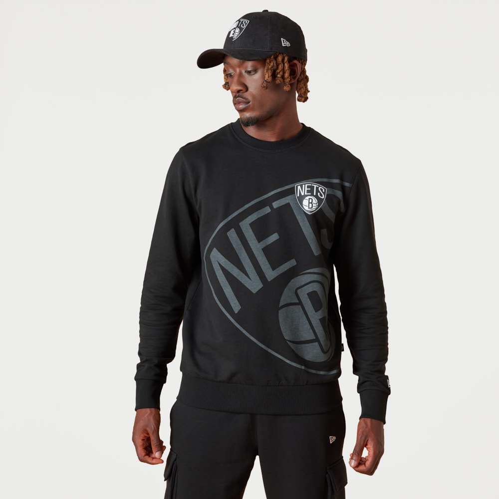 Brooklyn Nets Washed Graphic Schwarzes Sweatshirt