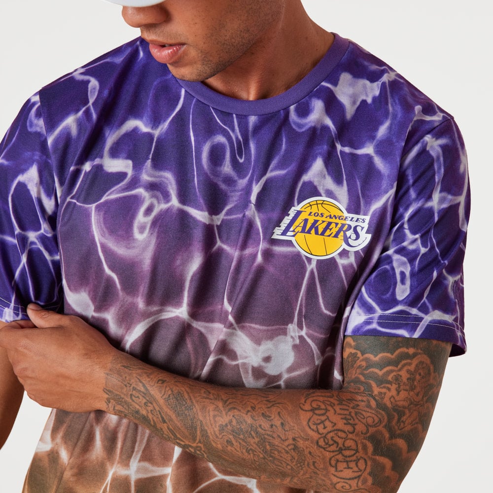 T-Shirt LA Lakers NBA Team Colour stampa effetto acqua