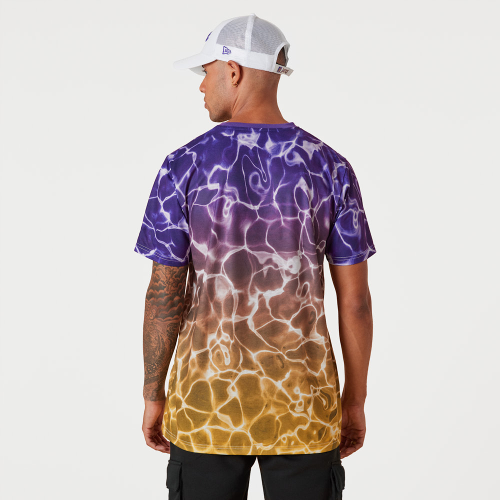 LA Lakers NBA Team Colour Water Print T-Shirt