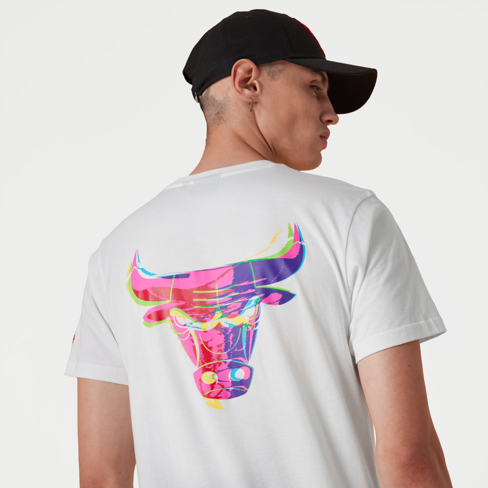 Chicago Bulls NBA Neon Graphic White T-Shirt