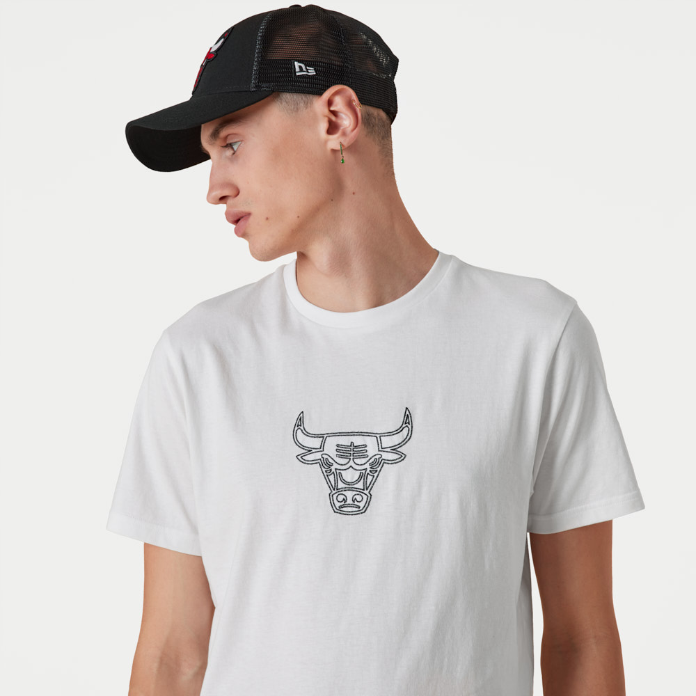 Chicago Bulls NBA Chain Stitch White T-Shirt
