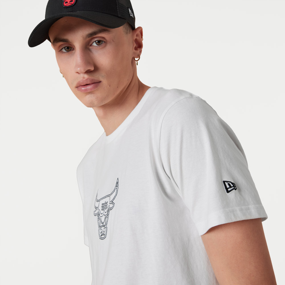 T-Shirt Chicago Bulls NBA Logo ricamato Bianca