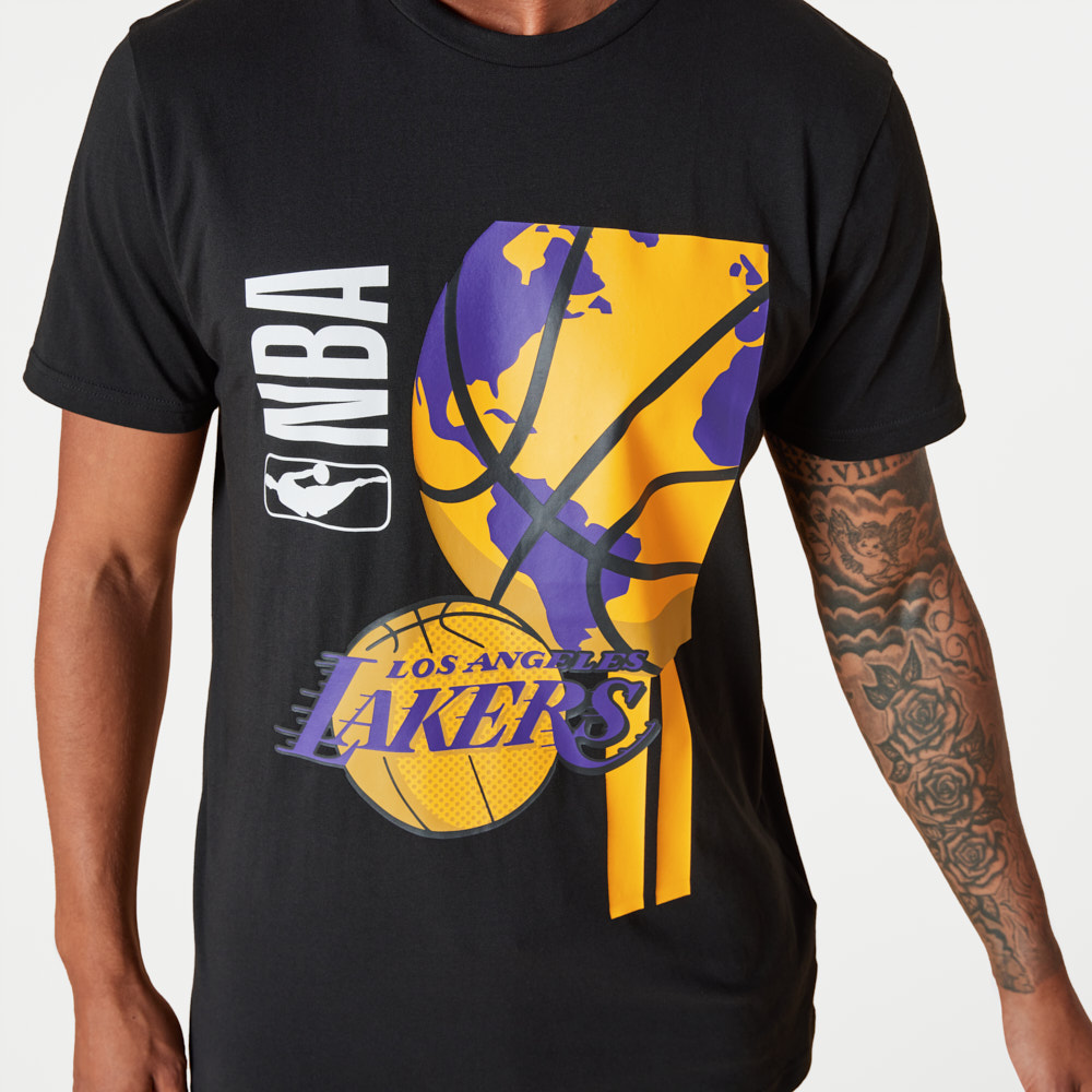 LA Lakers NBA Globe Logo Black T-Shirt