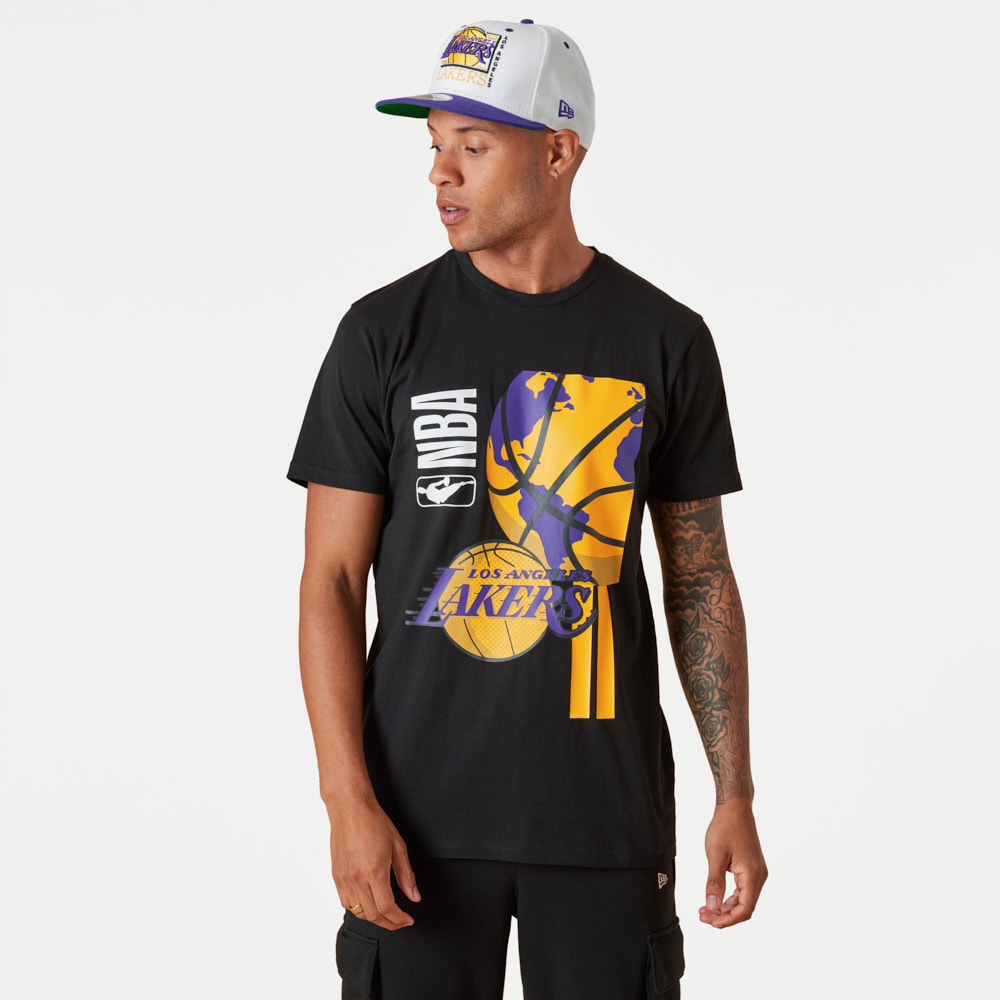 LA Lakers NBA Globe Logo Schwarzes T-Shirt