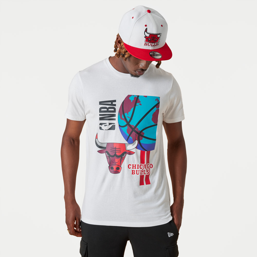 T-Shirt Chicago Bulls NBA Globe Logo Bianca