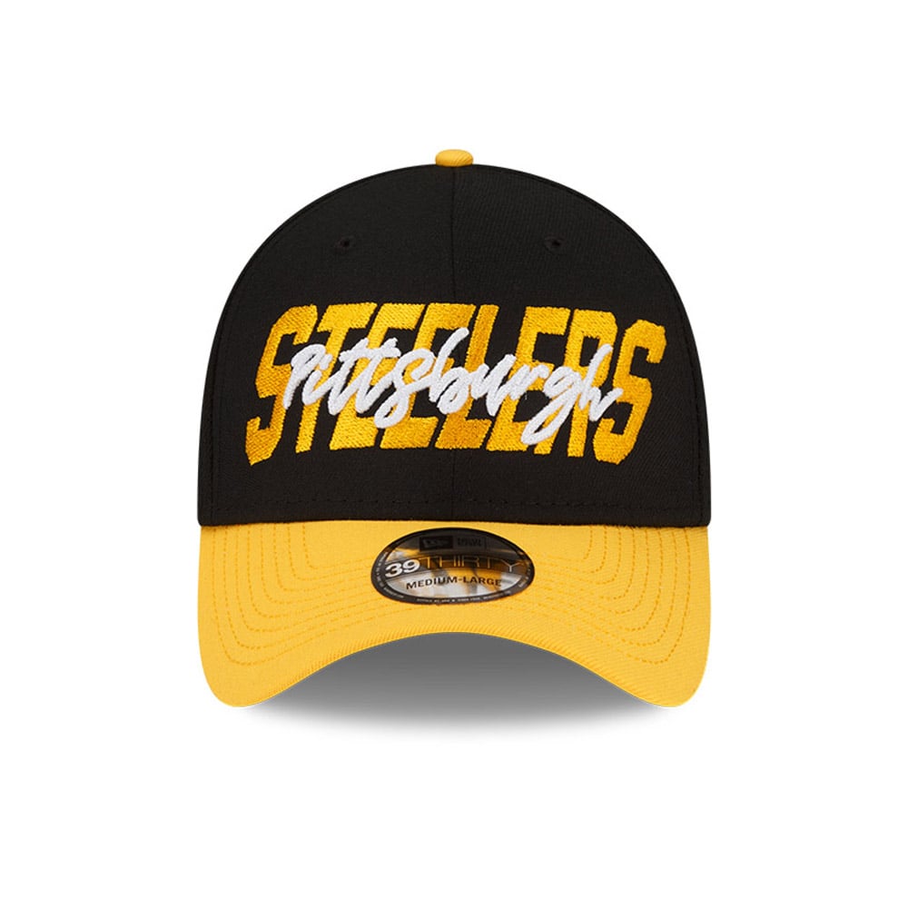 Pittsburgh Steelers NFL Draft Black 39THIRTY Stretch Fit Cap