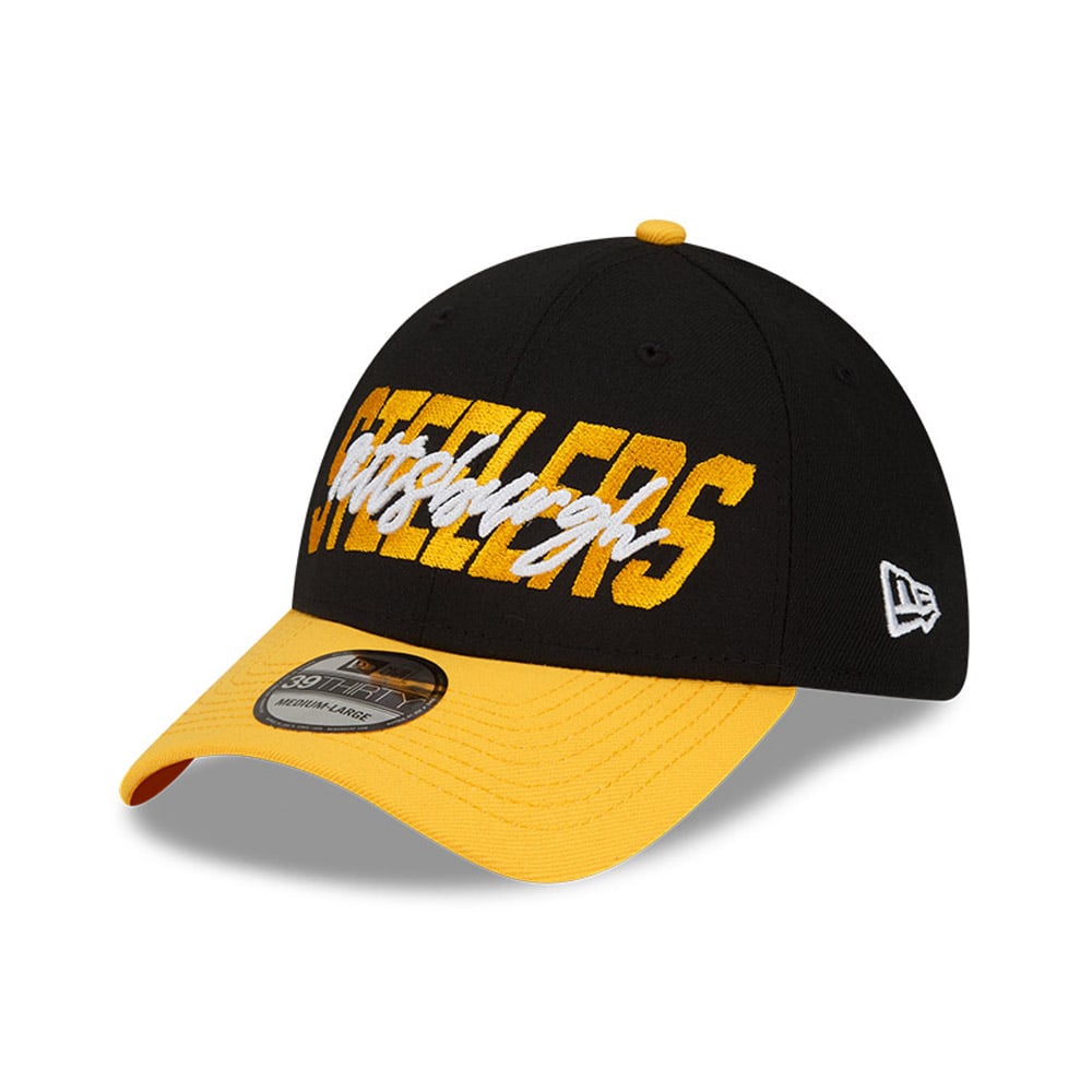 Pittsburgh Steelers NFL Draft Black 39THIRTY Stretch Fit Cap