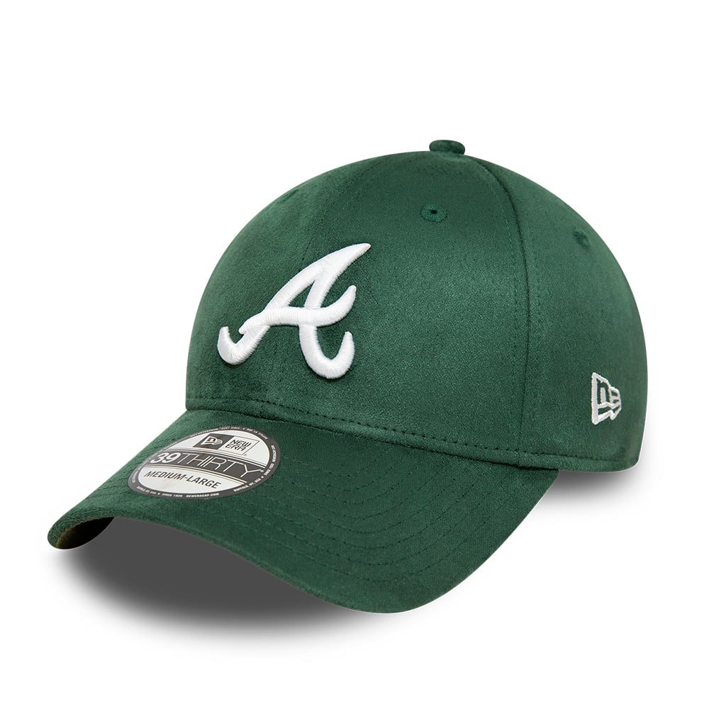 Atlanta Braves Faux Suede Green 39THIRTY Stretch Fit Cap