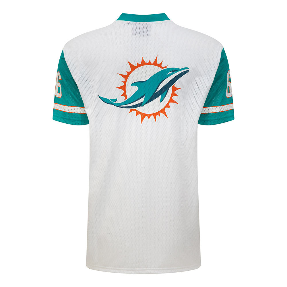 Miami Dolphins NFL Mesh Logo White Oversized T-Shirt