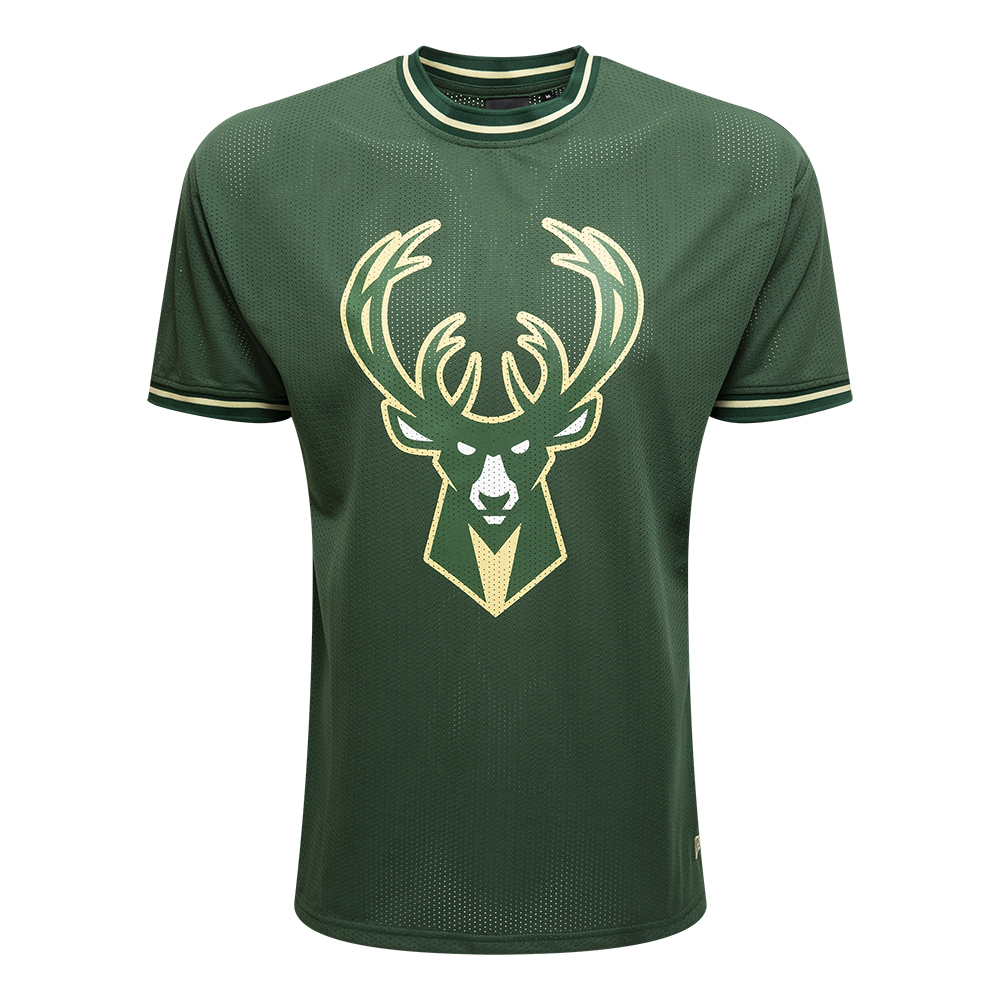 Milwaukee Bucks NBA Mesh Logo Green Oversized T-Shirt