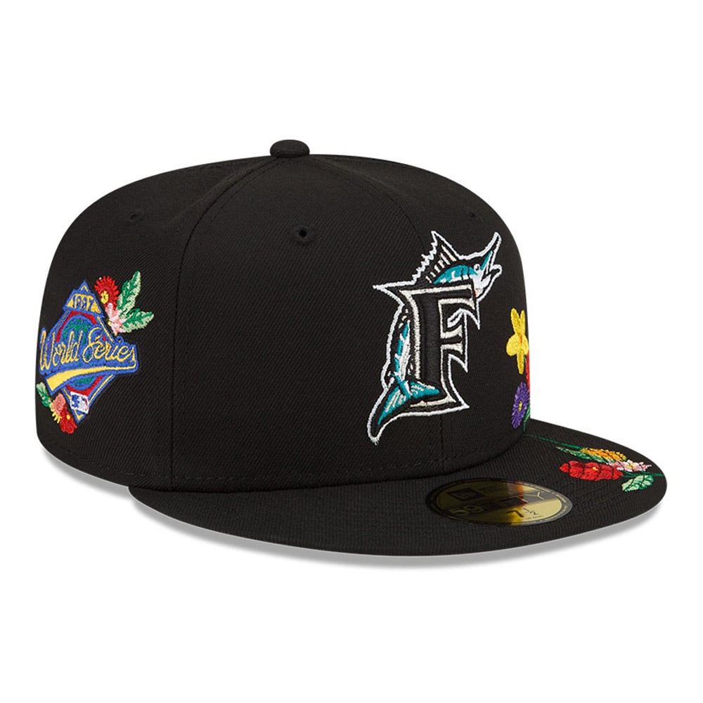 Miami Marlins Visor Bloom Black 59FIFTY Fitted Cap