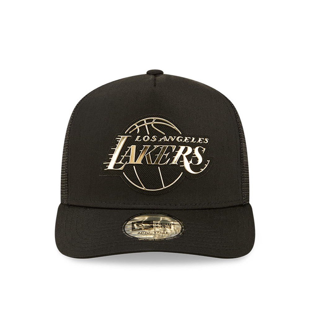 LA Lakers Foil Logo Black A-Frame Trucker Cap