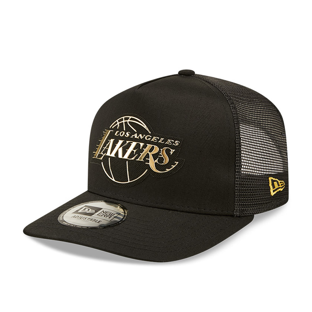 LA Lakers Foil Logo Black A-Frame Trucker Cap