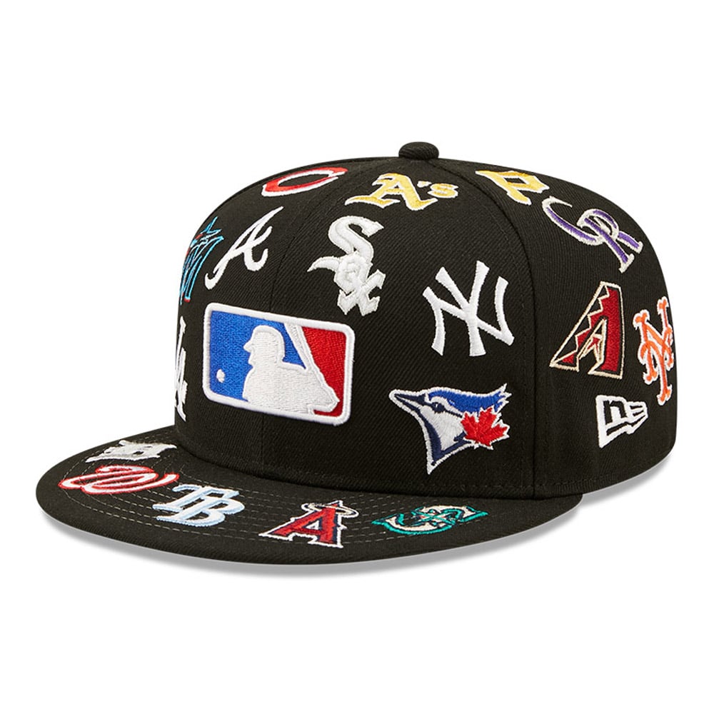 Official New Era MLB AllOver Patches Black 59FIFTY Fitted Cap B6871474  B6871474  New Era Cap Finland