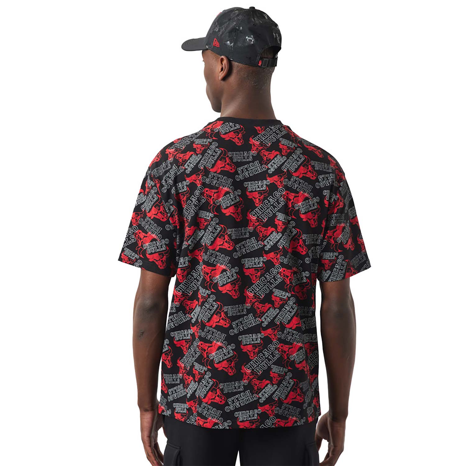 T-Shirt oversize Chicago Bulls Logo Stampa Nera