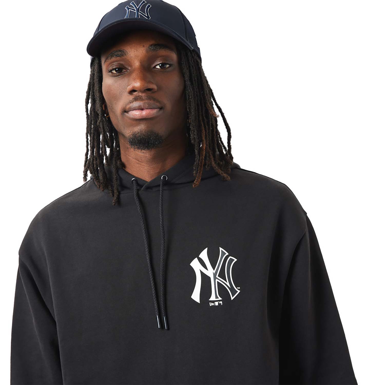 Sudadera New Era New York Yankees MLB Half Logo Negro Oversized