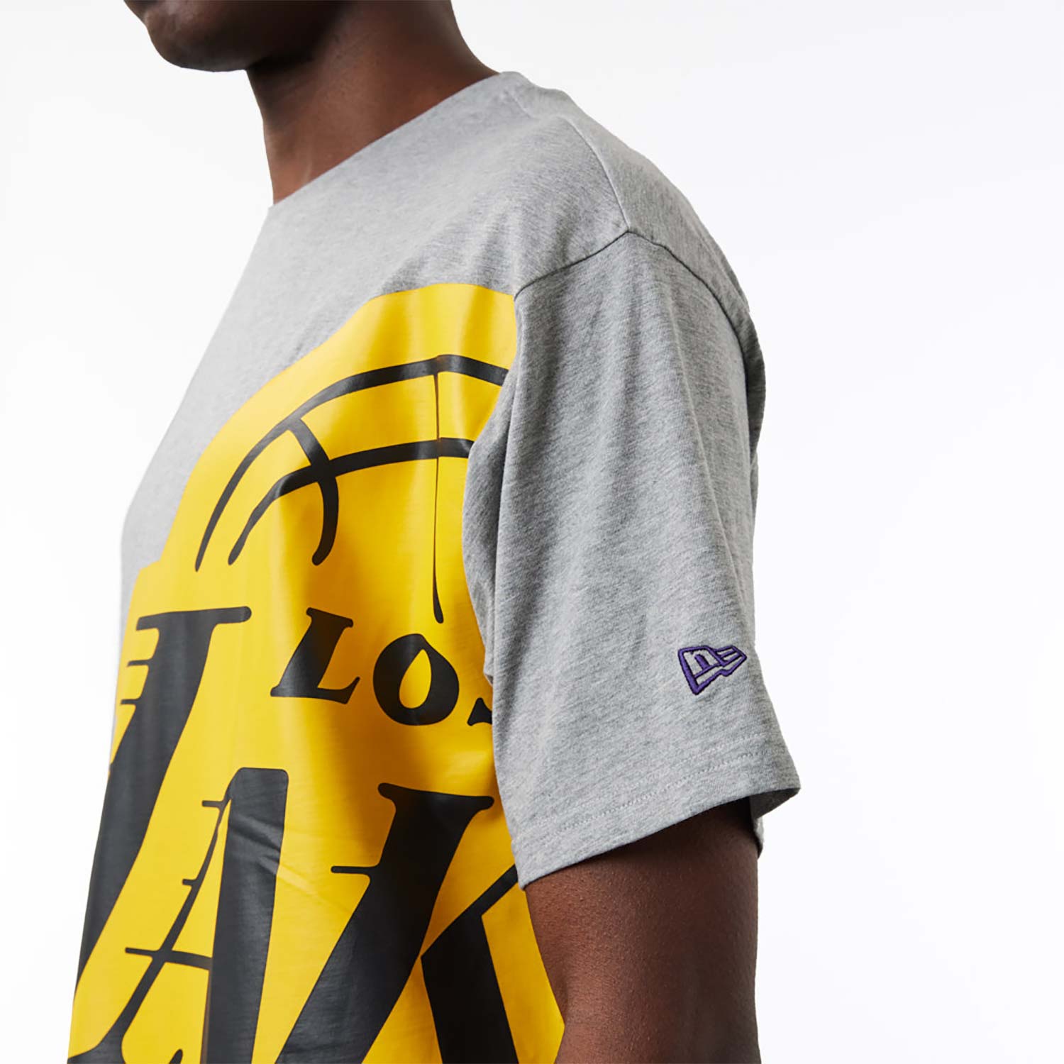 Graues LA Lakers NBA Side Logo Oversized T-Shirt