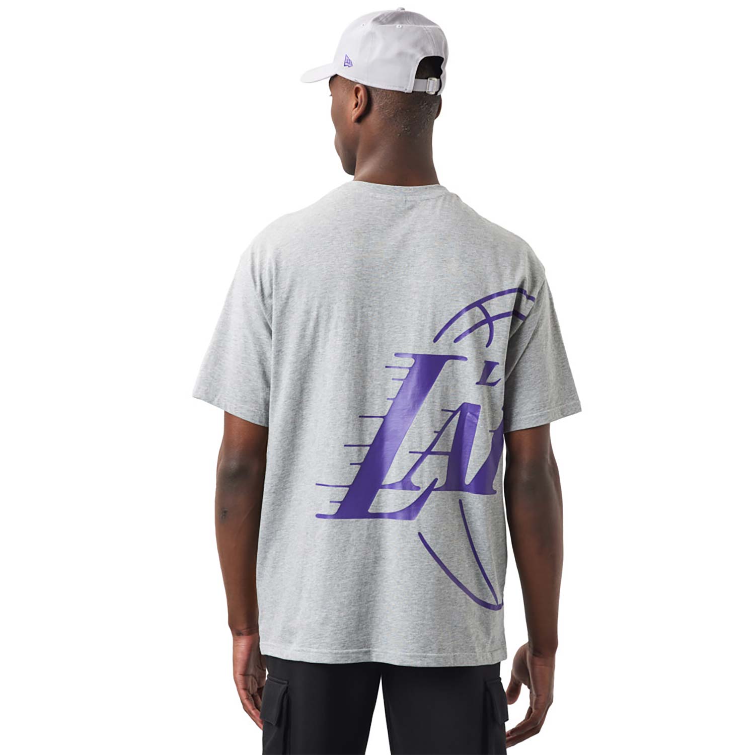 LA Lakers NBA Side Logo Grey T-Shirt