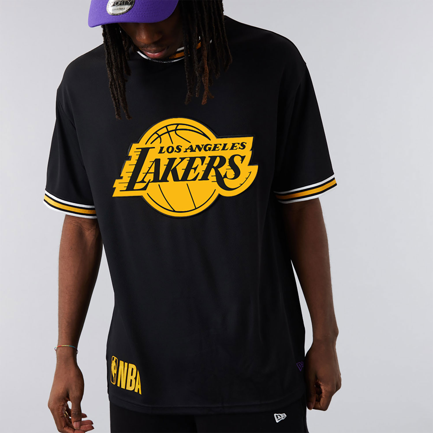 Camiseta New Era LA Lakers NBA Team Logo Negro Oversized Mesh 