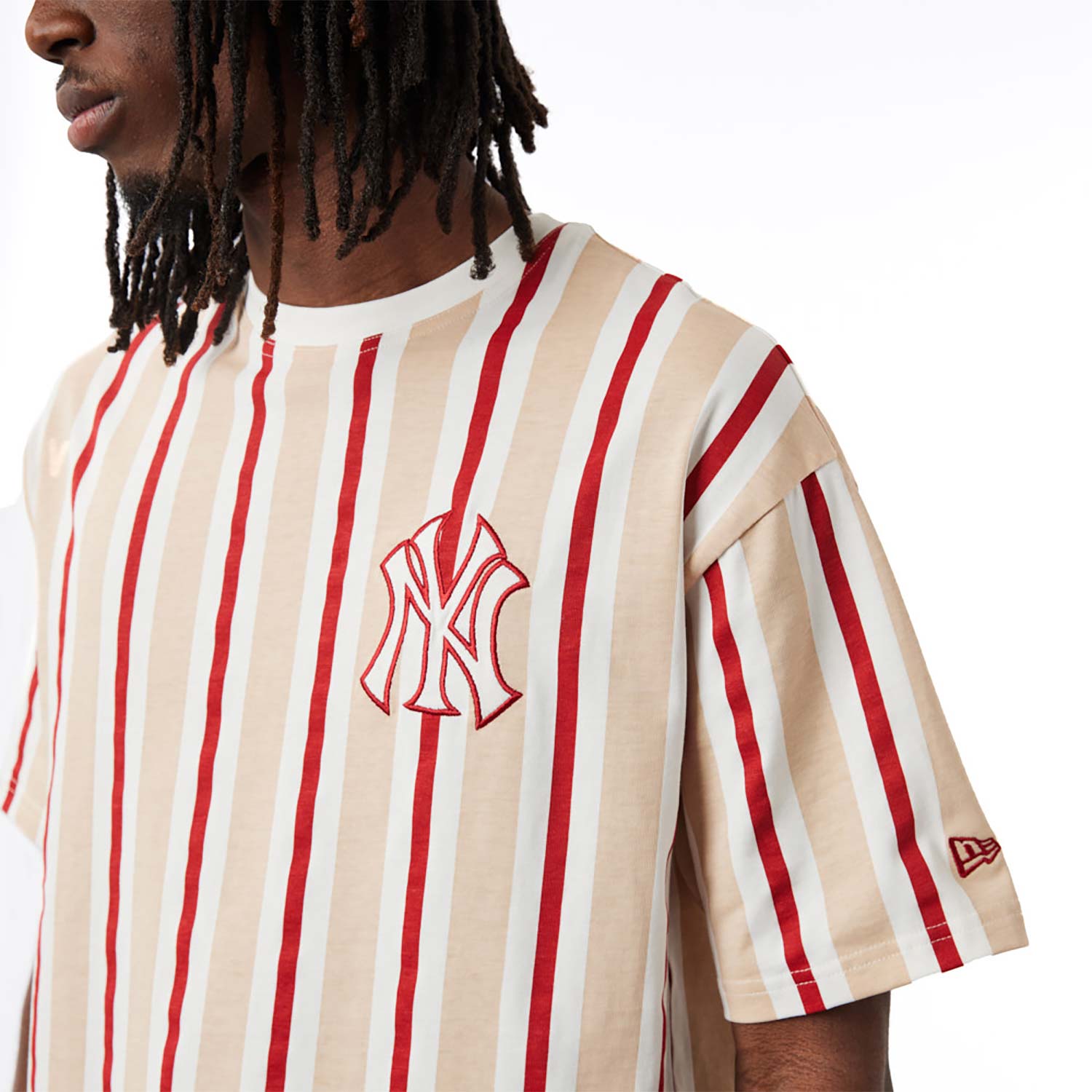 New York Yankees Heritage Stripe Pink Oversized T-Shirt