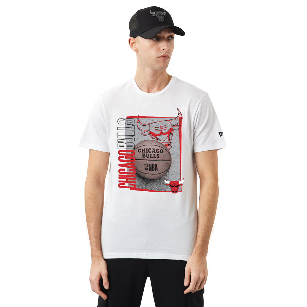 Weißes Chicago Bulls NBA Hoop T-Shirt